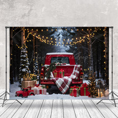 Lofaris Christmas Truck Wooden Door Holiday Cozy Backdrop