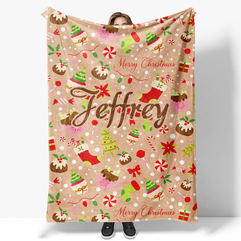 Lofaris Christmas Vibe Bow Tie Candyland Custom Name Blanket