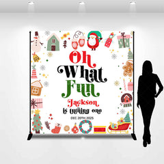 Lofaris Christmas Vibe Custom Name 1st Birthday Backdrop