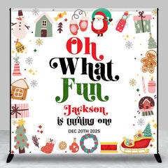 Lofaris Christmas Vibe Custom Name 1st Birthday Backdrop