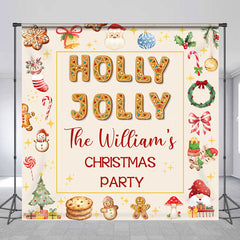 Lofaris Christmas Vibe Cute Gingerbread Custom Name Backdrop