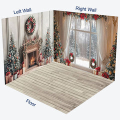 Lofaris Christmas Vibe Fireplace Window Room Set Backdrop