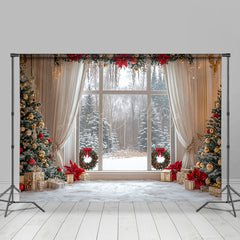 Lofaris Christmas Vibe Fireplace Window Room Set Backdrop