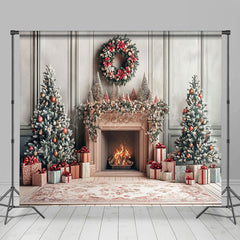 Lofaris Christmas Vibe Fireplace Window Room Set Backdrop