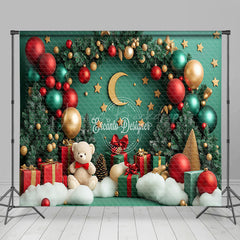 Lofaris Christmas Vibe Green Moon Night Room Set Backdrop