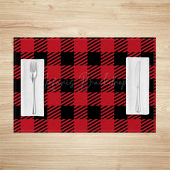 Lofaris Christmas Vibe Red Black Plaid Set Of 4 Placemats