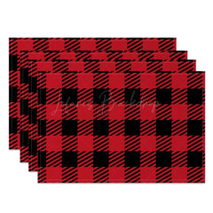 Lofaris Christmas Vibe Red Black Plaid Set Of 4 Placemats