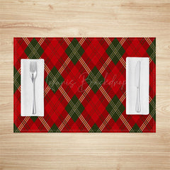 Lofaris Christmas Vibe Red Green Rhombus Set Of 4 Placemats