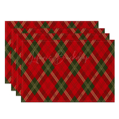 Lofaris Christmas Vibe Red Green Rhombus Set Of 4 Placemats