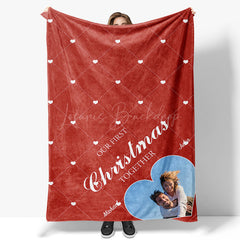 Lofaris Christmas Vibe Red Rhombus Lines Custom Photo Blanket