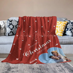 Lofaris Christmas Vibe Red Rhombus Lines Custom Photo Blanket