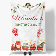 Lofaris Christmas Vibe Santa Truck White Custom Name Blanket