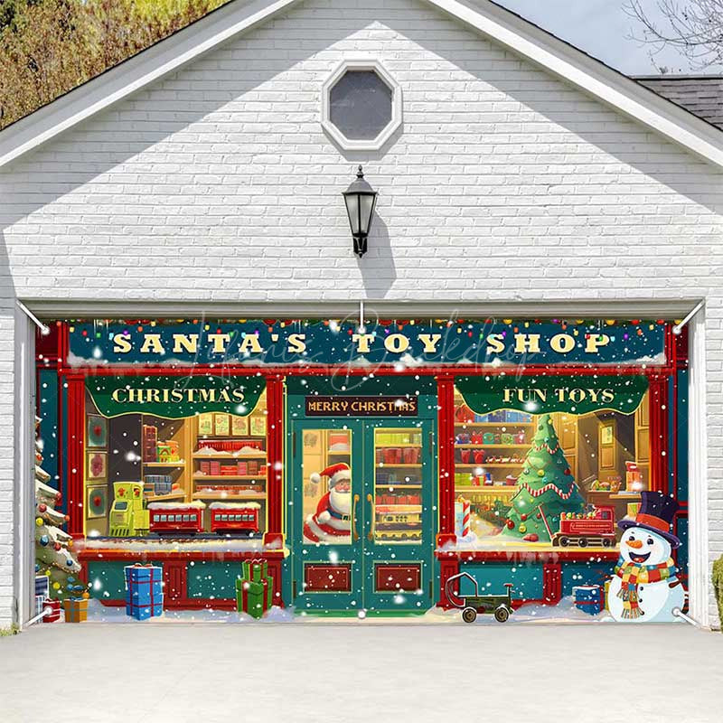 Lofaris Christmas Vibe Santas Toy Shop Garage Door Banner