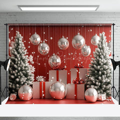 Lofaris Christmas Vibe Silver Bells Trees Photo Backdrop