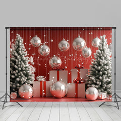 Lofaris Christmas Vibe Silver Bells Trees Photo Backdrop