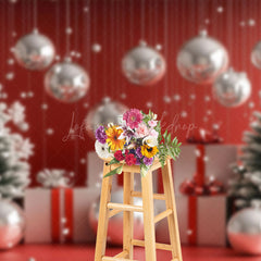 Lofaris Christmas Vibe Silver Bells Trees Photo Backdrop