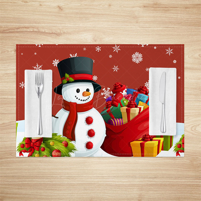 Lofaris Christmas Vibe Snowman Gifts Set Of 4 Placemats