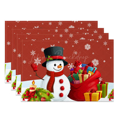 Lofaris Christmas Vibe Snowman Gifts Set Of 4 Placemats