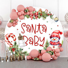 Lofaris Christmas Vibe Snowman Round Santa Baby Backdrop