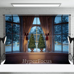 Lofaris Christmas Vibe Snowy Vintage Window Scene Backdrop