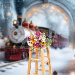 Lofaris Christmas Vibe Train Through Wonderland Backdrop