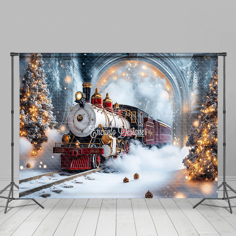 Lofaris Christmas Vibe Train Through Wonderland Backdrop