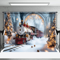 Lofaris Christmas Vibe Train Through Wonderland Backdrop