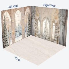 Lofaris Christmas Vibe White Luxury Window Room Set Backdrop