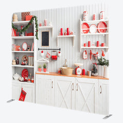 Lofaris Christmas Warm White Kitchen Square Tension Backdrop