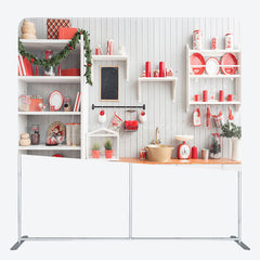 Lofaris Christmas Warm White Kitchen Square Tension Backdrop