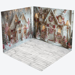 Lofaris Christmas White Fairy Tale House Room Set Backdrop