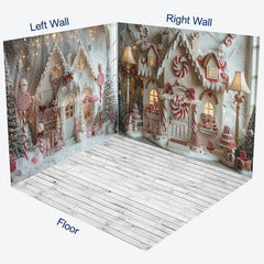 Lofaris Christmas White Fairy Tale House Room Set Backdrop