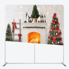 Lofaris Christmas White Fireplace Fabric Photo Booth Backdrop