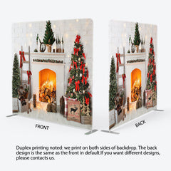 Lofaris Christmas White Fireplace Fabric Photo Booth Backdrop