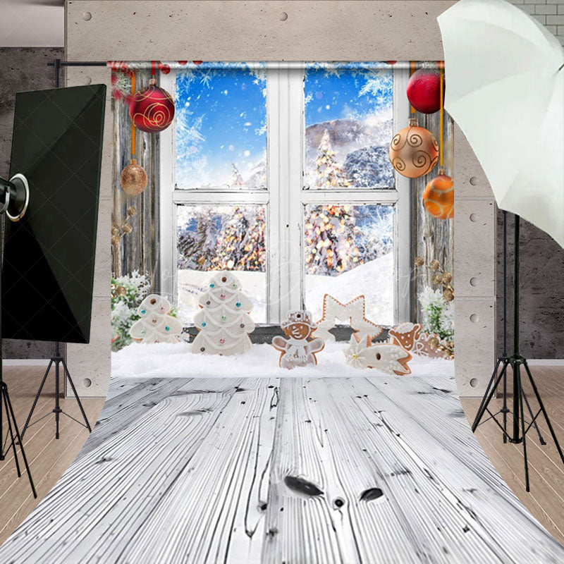 Lofaris Christmas Window Display Festive Snow Scene Backdrop