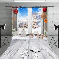 Lofaris Christmas Window Display Festive Snow Scene Backdrop