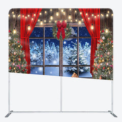 Lofaris Christmas Window Scene Double-Sided Square Backdrop