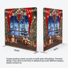 Lofaris Christmas Window Scene Double-Sided Square Backdrop