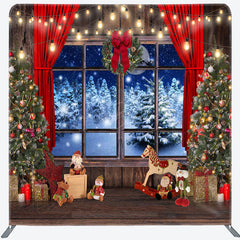 Lofaris Christmas Window Scene Double-Sided Square Backdrop