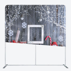 Lofaris Christmas Winter Grey Wood Square Tension Backdrop