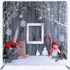 Lofaris Christmas Winter Grey Wood Square Tension Backdrop