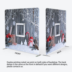 Lofaris Christmas Winter Grey Wood Square Tension Backdrop