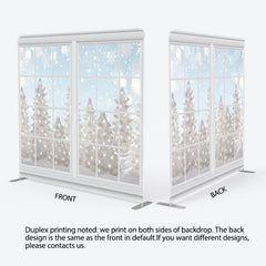 Lofaris Christmas Winter Window Snow Square Tension Backdrop