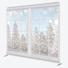 Lofaris Christmas Winter Window Snow Square Tension Backdrop