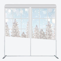 Lofaris Christmas Winter Window Snow Square Tension Backdrop