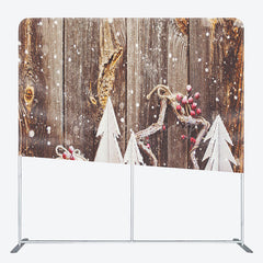 Lofaris Christmas Winter Wooden Photo Booth Fabric Backdrop