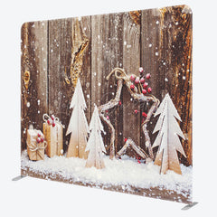 Lofaris Christmas Winter Wooden Photo Booth Fabric Backdrop