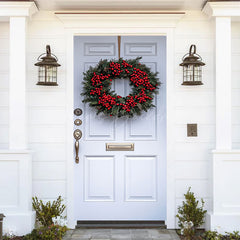 Lofaris Christmas Wreath With Red Bow Pinecones Door Cover