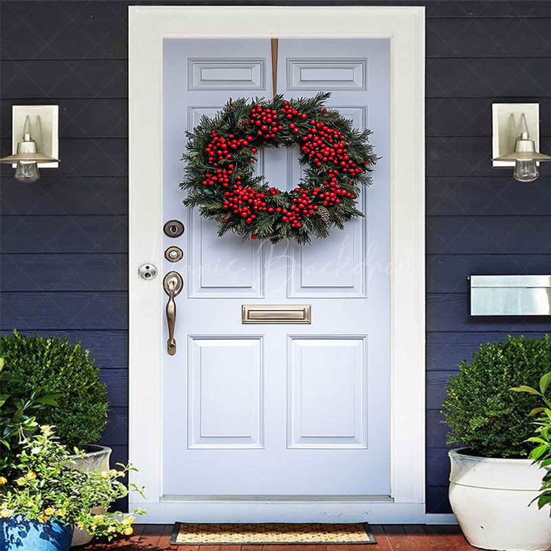 Lofaris Christmas Wreath With Red Bow Pinecones Door Cover