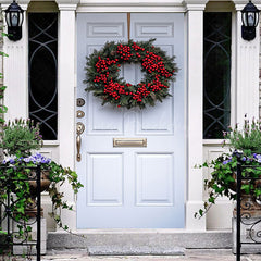 Lofaris Christmas Wreath With Red Bow Pinecones Door Cover